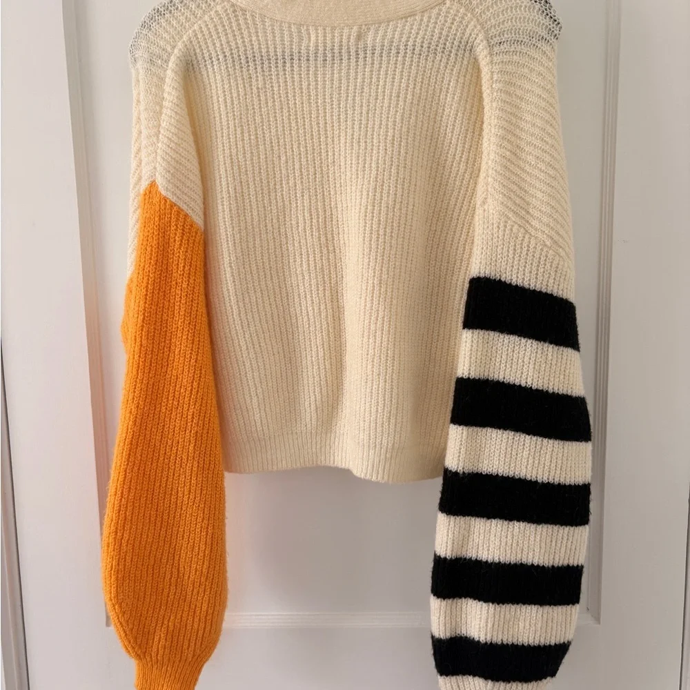 Truly Madly Deeply Cream and Orange Button-Up Cardigan
